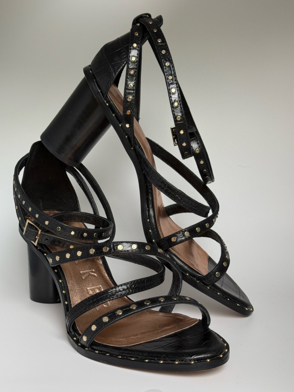 Ted Baker Black Studded Strappy Block Heel Sandals
